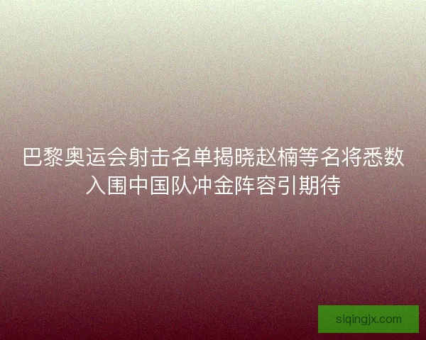 巴黎奥运会射击名单揭晓赵楠等名将悉数入围中国队冲金阵容引期待 巴黎奥运会射击名单揭晓赵楠等名将悉数入围中国队冲金阵容引期待