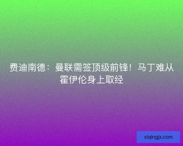 费迪南德：曼联需签顶级前锋！马丁难从霍伊伦身上取经